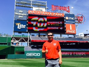 Figure 1. Texas A&M University Turfgrass student Corey Diaz participating in an internship at the Washington Nationals, MLB team in Washington DC.