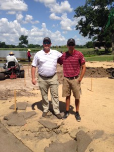 Figure 2. Texas A&M University Turfgrass student Garrett Parker participating in an internship and putting green renovation with Chris Erickson (Golf Course Superintendent) with Escalante Golf at Shadow Hawk Golf Club in Richmond, TX. 